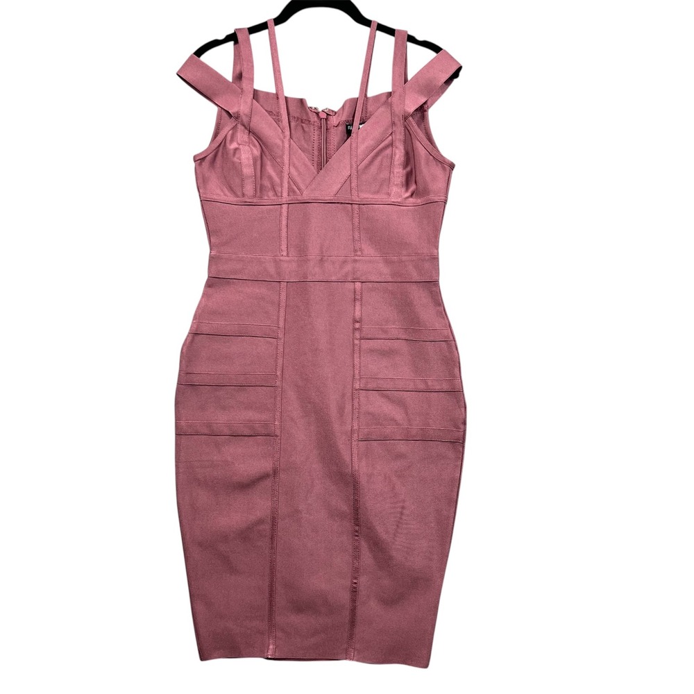 New Fashion‎ Nova Bandage Dress Womens Large Mauve  Bodycon Midi Cocktail Party